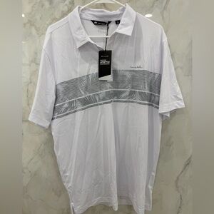 Travis Mathew White and Gray Polo Shirt